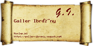 Galler Ibrány névjegykártya